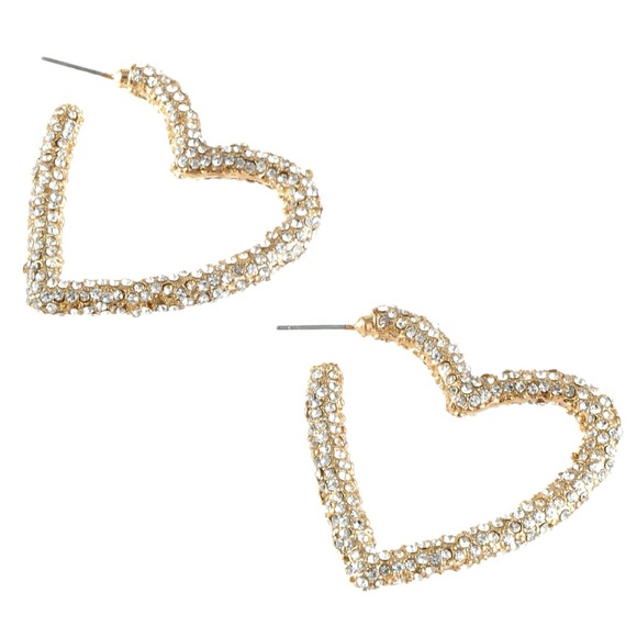 ZAXIE By Stefanie Taylor Heart Hoop Earrings Pave Crystals Sparkle NWT - Picture 7 of 11